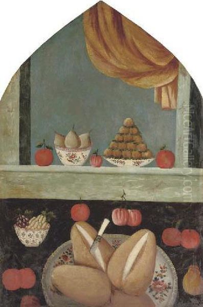 Still Life With Melons Oil Painting by Mirza Baba