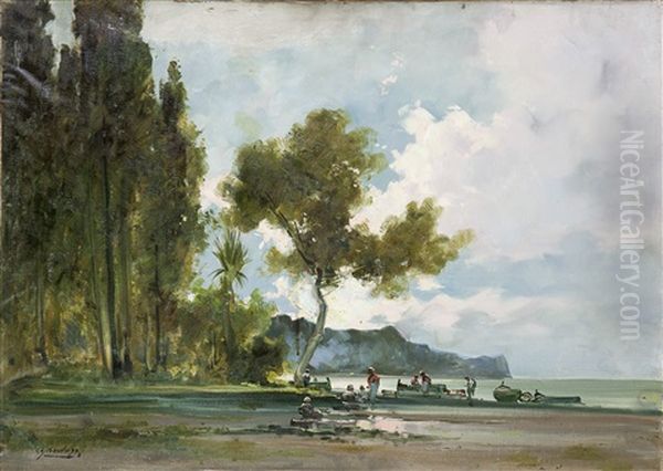 Alla Foce Del Fiume Oil Painting by Cesare Gheduzzi