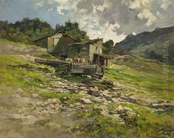 Baite D'estate Oil Painting by Cesare Gheduzzi