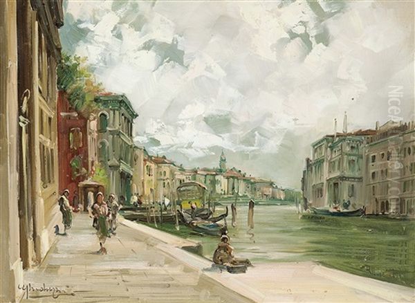 Canal Grande A Venezia Oil Painting by Cesare Gheduzzi