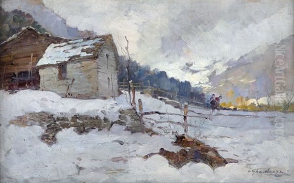 Nevicata Oil Painting by Cesare Gheduzzi