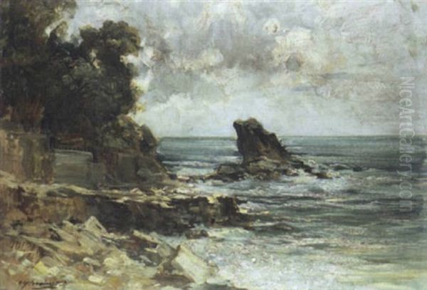 Paesaggio Costiero Ligure Oil Painting by Cesare Gheduzzi