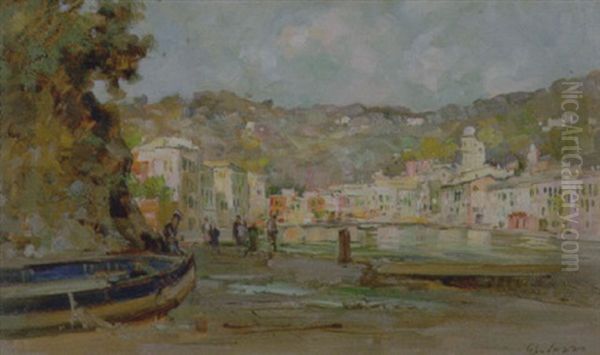 Paese Ligure Oil Painting by Cesare Gheduzzi