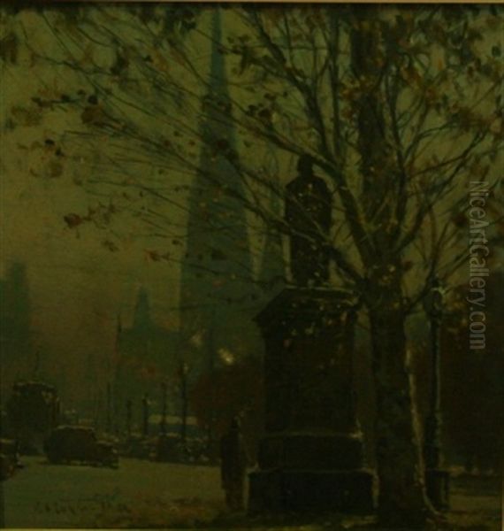 Melbourne Street, Autumn Oil Painting by Robert Edgar Taylor Ghee