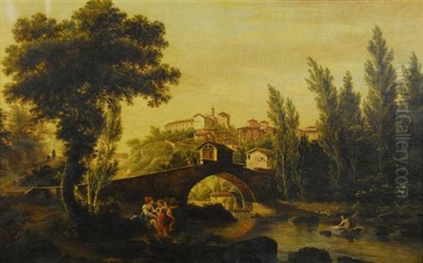 Toscana Ponte Di Pelagho Oil Painting by Giuseppe Gherardi