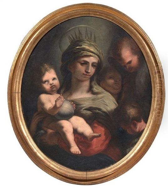 Madonna Con Bambino E Angeli Oil Painting by Alessandro Gherardini