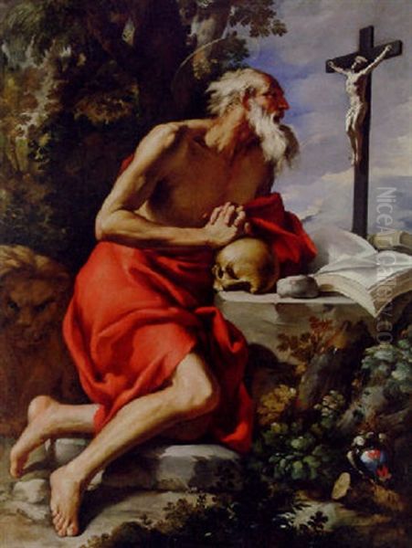 The Penitent Saint Jerome In The Desert Oil Painting by Alessandro Gherardini