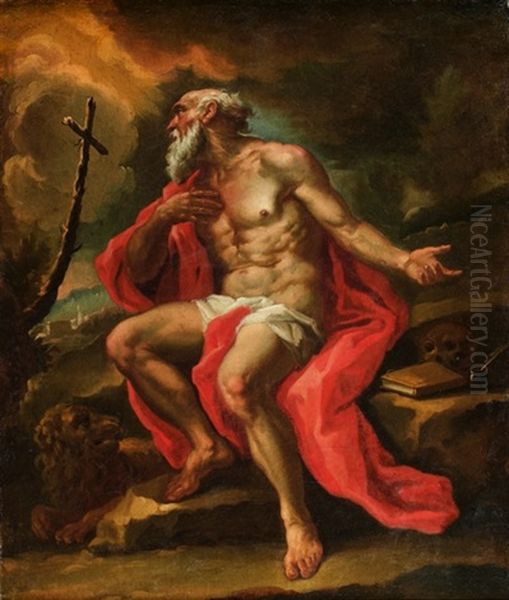 Saint Jerome Au Desert Oil Painting by Melchiorre Gherardini