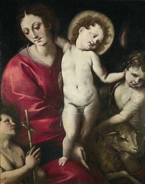 Madonna Mit Dem Johannesknaben Und Einem Engel Oil Painting by Melchiorre Gherardini