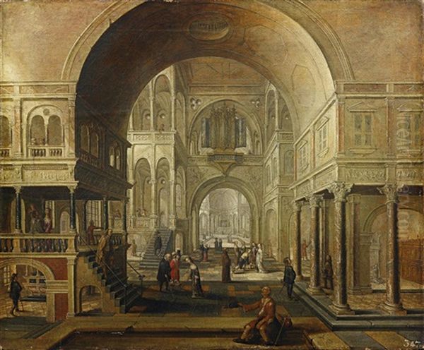 Kircheninneres Mit Figurenstaffage Oil Painting by Anton Gunther Gheringh