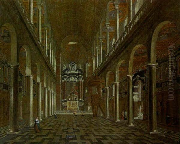 Interieur De L'eglise Des Jesuites A Anvers Oil Painting by Anton Gunther Gheringh