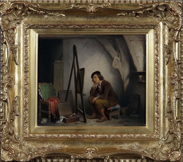 Le Peintre Dans Son Atelier Oil Painting by Napoleon Francois Ghesquiere