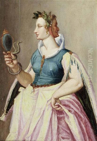 Allegorie Der Klugheit (from Die Vier Kardinaltugenden) Oil Painting by Jacques de Gheyn II