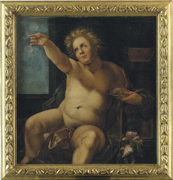 Homo Bulla Est -  An Allegory Of Time With A Putto Blowing Bubbles Oil Painting by Jacques de Gheyn III