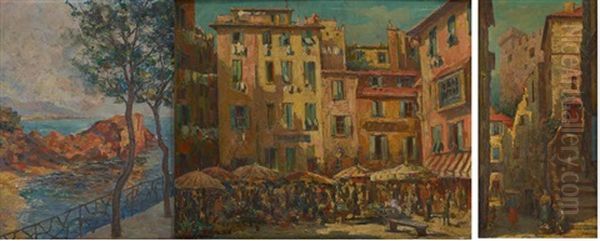 Vues Des Environs De Nice (3 Works) Oil Painting by Benoni van der Gheynst