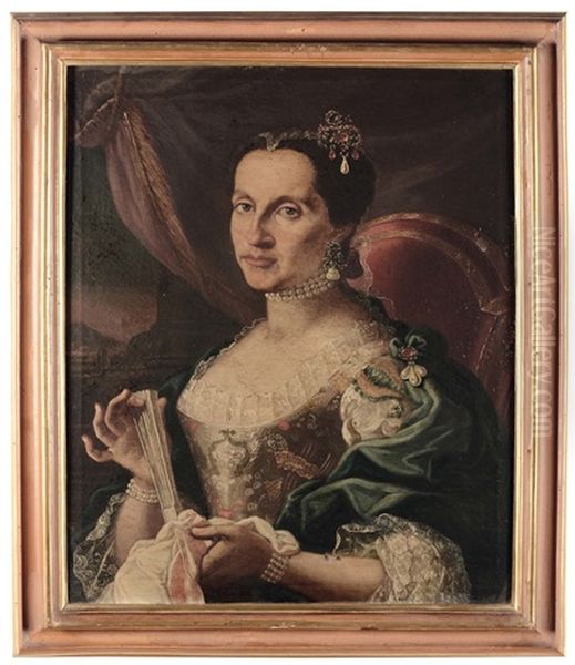 Ritratto Della Contessa Falzacappa Oil Painting by Pier Leone Ghezzi