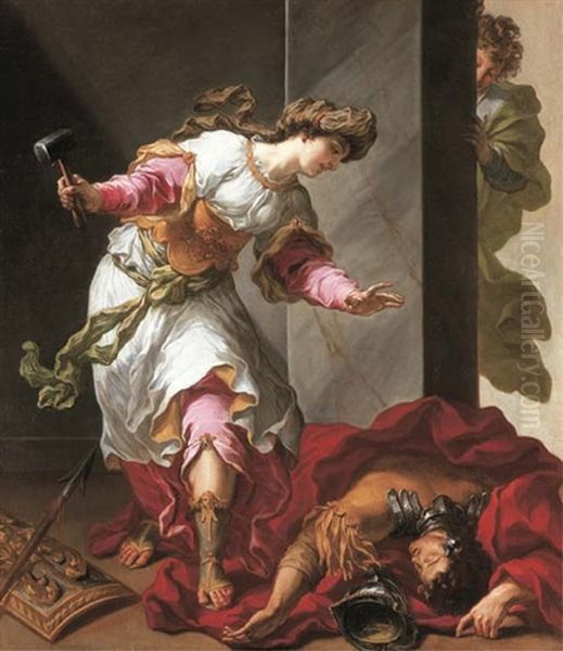 Jael And Sisera Oil Painting by Pier Leone Ghezzi