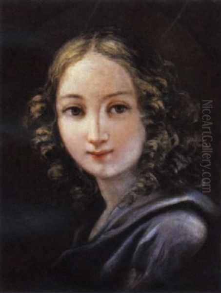 Ritratto Di Fanciulla In Abito Blu Oil Painting by Pier Leone Ghezzi