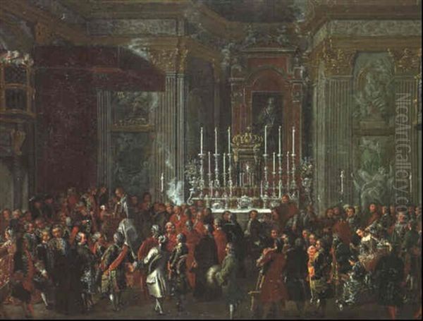 Ceremonie Dans Une Eglise Bavaroise Oil Painting by Pier Leone Ghezzi