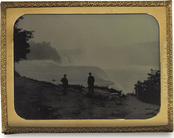 Two Figures At Niagara Falls Oil Painting by Platt D. Babbitt