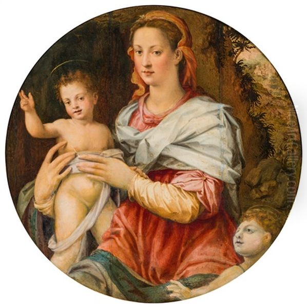 Madonna With Child And The Infant St. John The Baptist Oil Painting by Ridolfo del Ghirlandaio