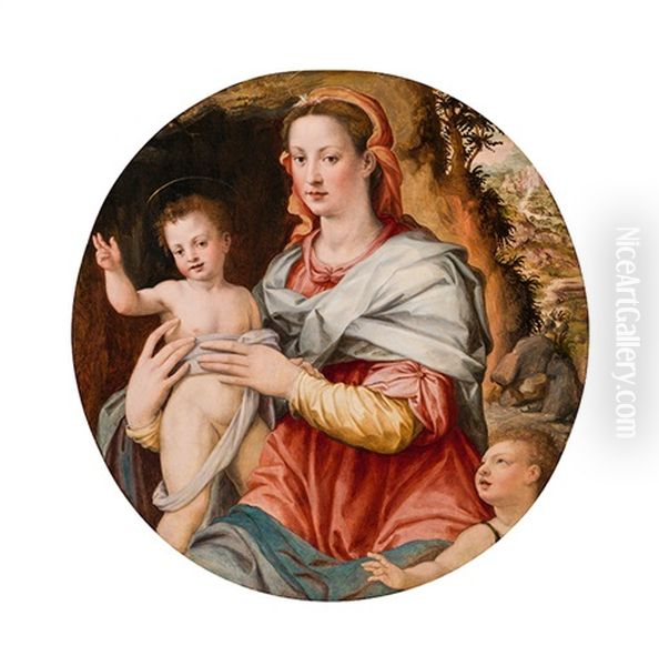 Madonna With Child And The Infant St. John The Baptist Oil Painting by Ridolfo del Ghirlandaio