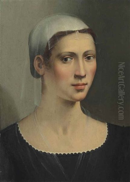 Portrait Of A Lady, Bust-length Oil Painting by Ridolfo del Ghirlandaio