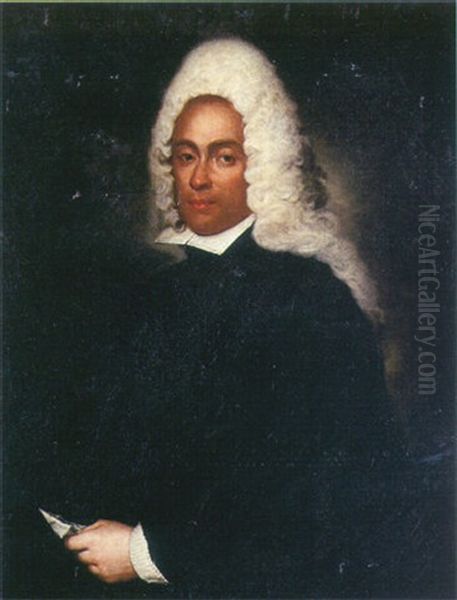 Portrait Of A Gentleman In A Full-bottomed Wig And Black Robes, Holding A Letter Oil Painting by Vittore Giuseppe Ghislandi (Fra' Galgario)