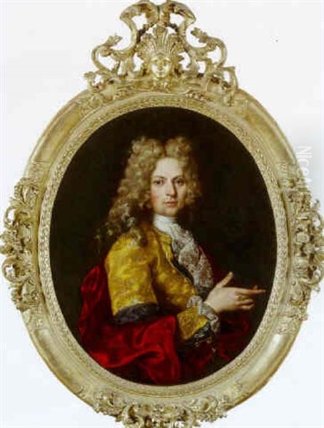 Portrait De Gentilhomme A La Veste Brodee Oil Painting by Vittore Giuseppe Ghislandi (Fra' Galgario)