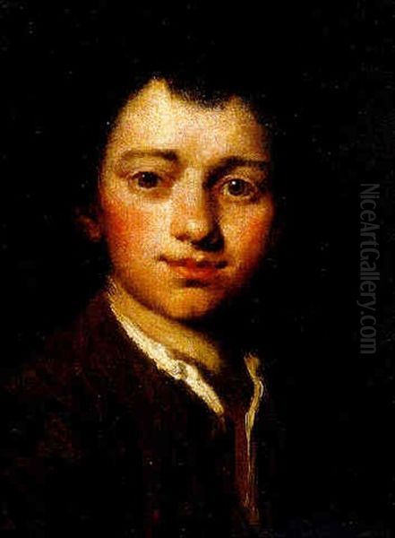 A Youth, Bust-length, In A Brown Jacket Oil Painting by Vittore Giuseppe Ghislandi (Fra' Galgario)