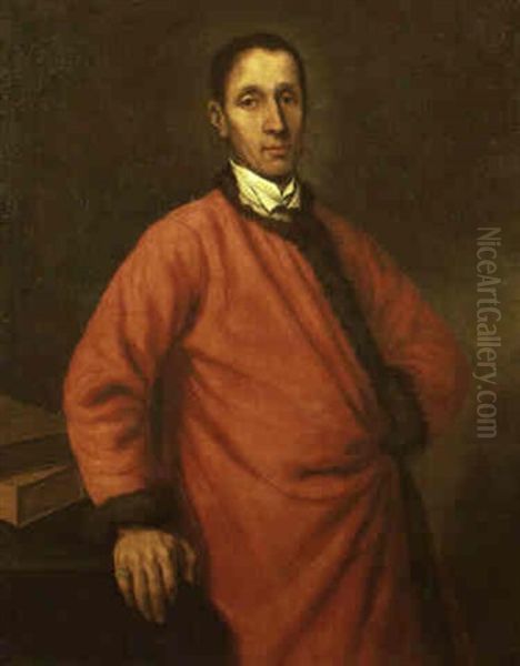 Portrait Of A Gentleman Wearing A Red Robe Trimmed With Fur Oil Painting by Vittore Giuseppe Ghislandi (Fra' Galgario)