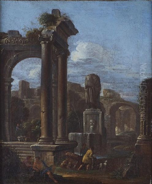 Roman Ruins Oil Painting by Giovanni Ghisolfi