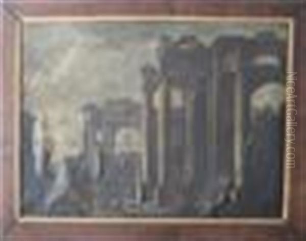 Ruines De Temples Antiques Oil Painting by Giovanni Ghisolfi