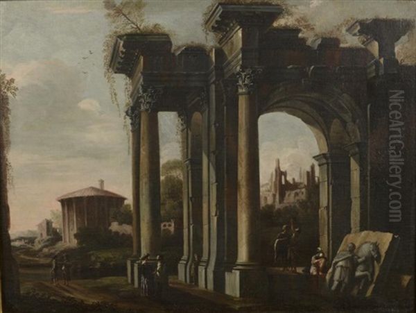 Repos Des Soldats Dans Une Architecture En Ruines Oil Painting by Giovanni Ghisolfi