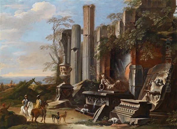 Ein Ruinencapriccio Oil Painting by Giovanni Ghisolfi