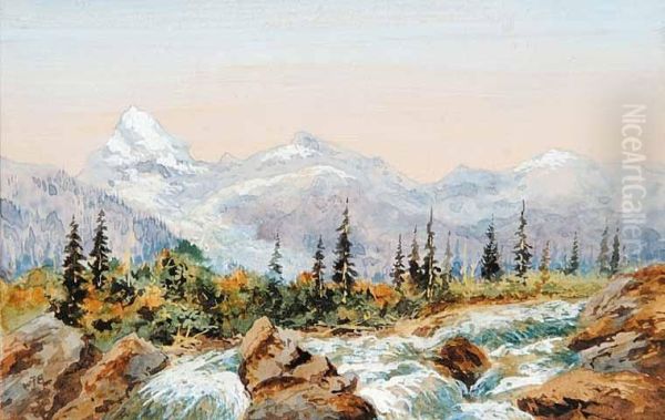 The Rocky Mountain Oil Painting by J. Baber