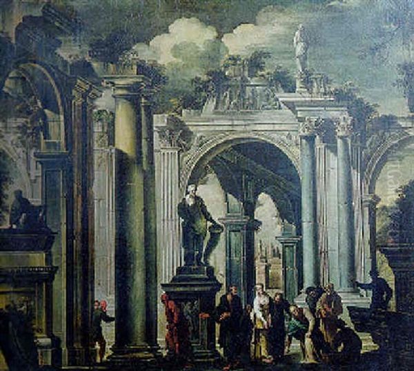 Architectural Capriccios With The Martyrdom Of Saint Catherine Of Alexandria Oil Painting by Giovanni Ghisolfi