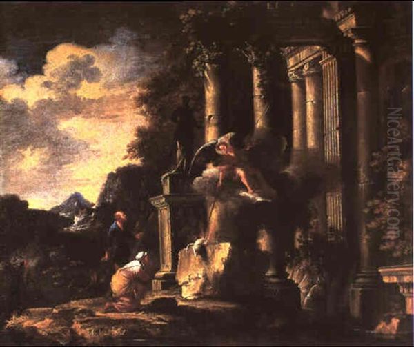 Il Sacrificio Di Menoah Oil Painting by Giovanni Ghisolfi