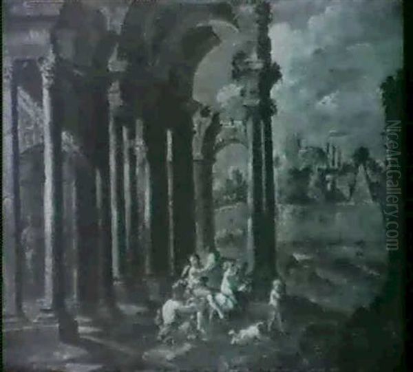 Jeux D'enfants Dans Un Palais En Ruines Oil Painting by Giovanni Ghisolfi