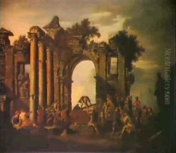 Alexander Opening The Tomb Of Achilles Oil Painting by Giovanni Ghisolfi