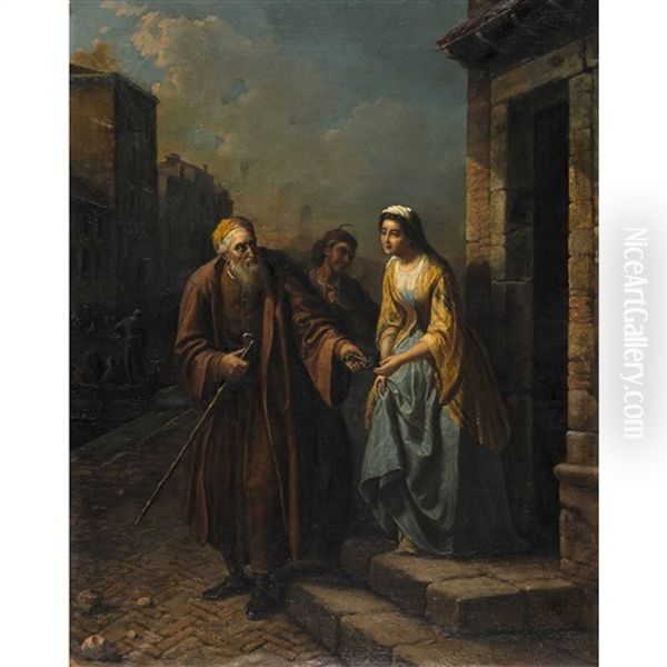 Shylock Ubergibt Jessica Die Schlussel Oil Painting by Vincenzo Giacomelli