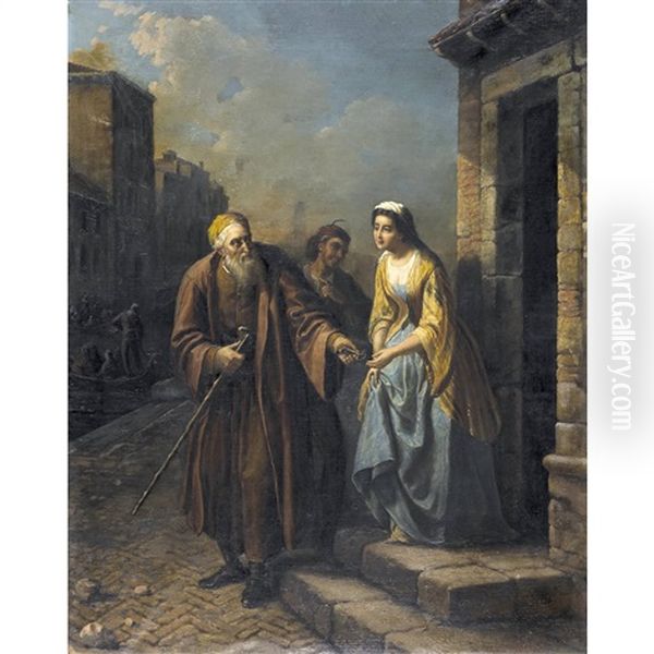 Shylock Ubergibt Jessica Die Schlussel Oil Painting by Vincenzo Giacomelli