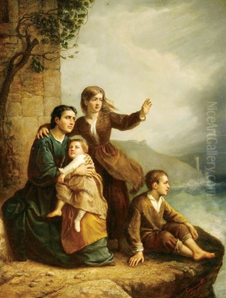 The Fisherman's Family Oil Painting by Vincenzo Giacomelli