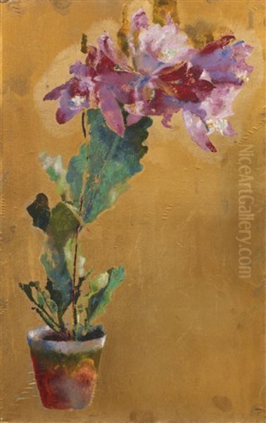 Blumentopf Mit Cattleya Oil Painting by Augusto Giacometti