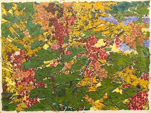 Branch With Red Berries Oil Painting by Augusto Giacometti