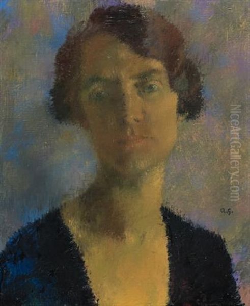 Bildnis Einer Jungen Dame (portrait Of A Young Lady) Oil Painting by Augusto Giacometti