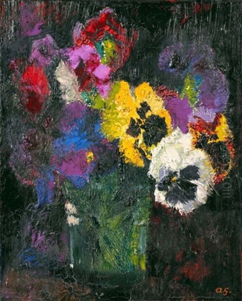 Pensees (pansies) Oil Painting by Augusto Giacometti