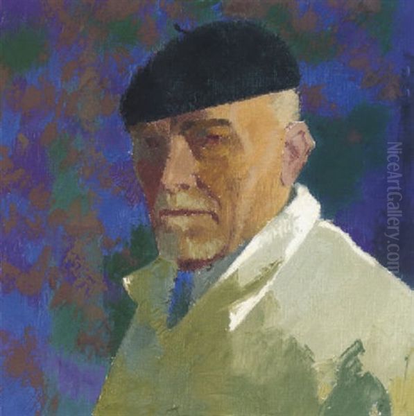 Selbstportrait Mit Baskenmutze Oil Painting by Augusto Giacometti