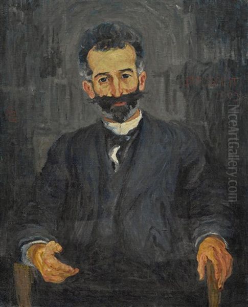 Portrait Of Dr. Agostino Santi Oil Painting by Giovanni Giacometti