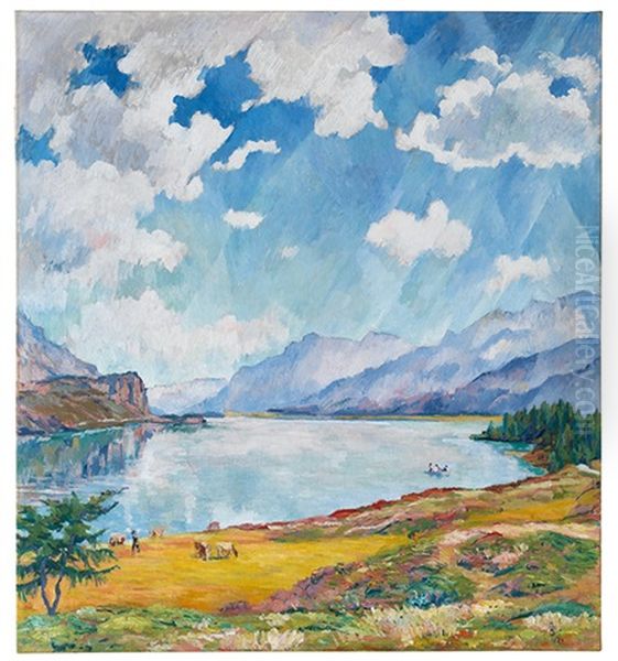 Blick Auf Den Silsersee Oil Painting by Giovanni Giacometti